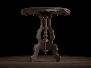 antique pedestal table 002 3D Model