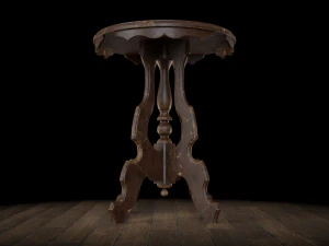 antique pedestal table 002 3D Model