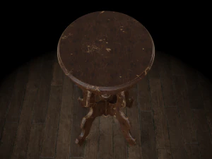 antique pedestal table 002 3D Model