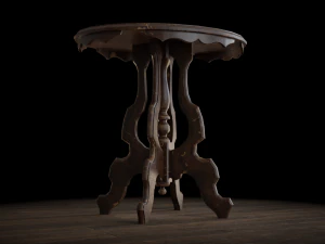 antique pedestal table 002 3D Model