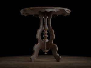 antique pedestal table 002 3D Model