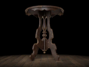 antique pedestal table 002 3D Model