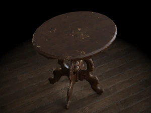 antique pedestal table 002 3D Model