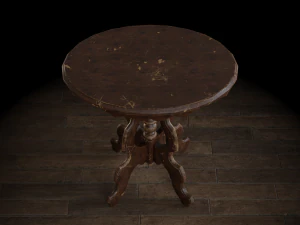 antique pedestal table 002 3D Model