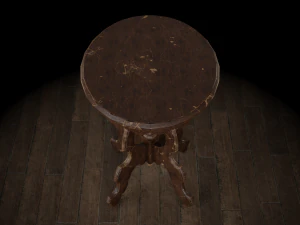 antique pedestal table 002 3D Model