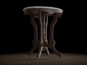 antique pedestal table 003 3D Model