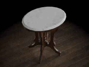 antique pedestal table 003 3D Model