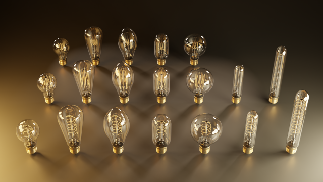 high poly antique light bulbs 3D 模型 .c4d .max .obj .3ds .fbx .stl .blend 
