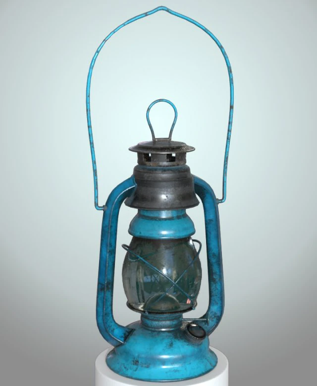 blue old lamp 3D Model .c4d .max .obj .3ds .fbx .stl .blend