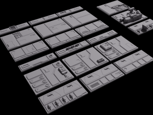 sci-fi wall and floor panels kit - 21 parts kitbash 3D Model