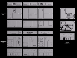 sci-fi wall and floor panels kit - 21 parts kitbash Modèle 3D