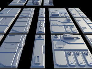 sci-fi wall and floor panels kit - 21 parts kitbash Modèle 3D