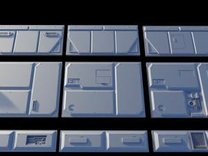 sci-fi wall and floor panels kit - 21 parts kitbash Modèle 3D