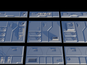 sci-fi wall and floor panels kit - 21 parts kitbash Modèle 3D