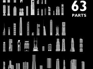 sci-fi buildings and skycrapers - 63 models kitbash Model 3D