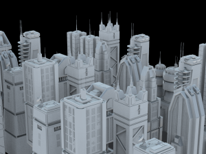 sci-fi buildings and skycrapers - 63 models kitbash Model 3D