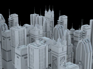 sci-fi buildings and skycrapers - 63 models kitbash 3D Model