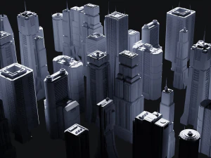 sci-fi buildings and skycrapers - 63 models kitbash 3D Model