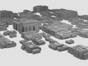 sci-fi buildings and skycrapers - 63 models kitbash 3D Model