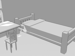 little house with furniture 3D Model