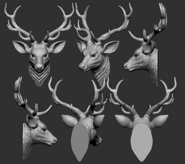 deer head 3D Print Model .c4d .max .obj .3ds .fbx .stl .blend