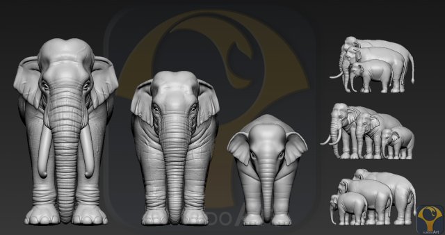 elephant asian Model Cetak 3D .c4d .max .obj .3ds .fbx .stl .blend 