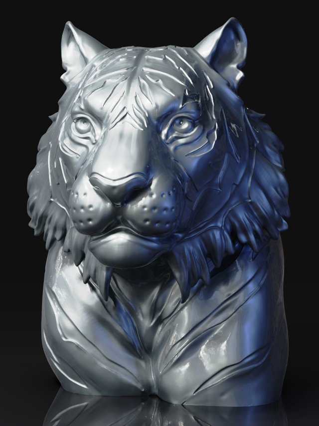tiger head 3Dプリントモデル .c4d .max .obj .3ds .fbx .stl .blend 