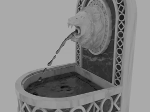 renaissance fountain head lion obj fbx dae ply 3D Model