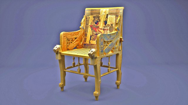 tutankhamun golden throne chair 3D-Modell .c4d .max .obj .3ds .fbx .stl .blend 