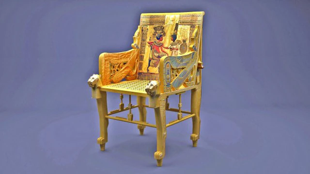 tutankhamun golden throne chair 3D Model .c4d .max .obj .3ds .fbx .stl .blend 