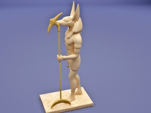 anubis with head of jackal holding an ankh and a was-sceptre Model do druku 3D