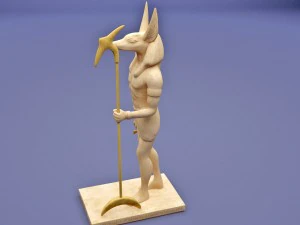 anubis with head of jackal holding an ankh and a was-sceptre 3D Print Model