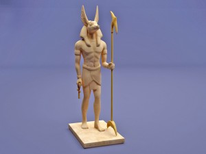 anubis with head of jackal holding an ankh and a was-sceptre Model do druku 3D