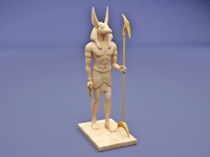 anubis with head of jackal holding an ankh and a was-sceptre 3D Print Model