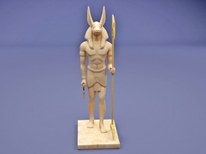 anubis with head of jackal holding an ankh and a was-sceptre Model do druku 3D