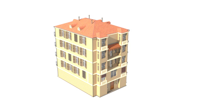 residential building with cafes monaco 3D Model .c4d .max .obj .3ds .fbx .stl .blend 