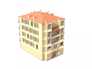 edif&iacute;cio residencial com caf&eacute;s M&ocirc;naco Modelo 3D