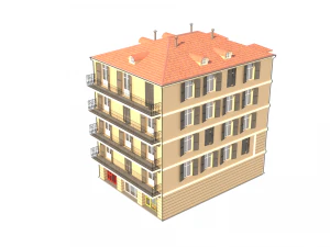residential building with cafes monaco 3D Model