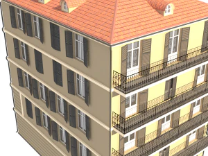 residential building with cafes monaco 3D Model