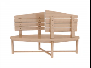 two-sided wooden bench 3D Model