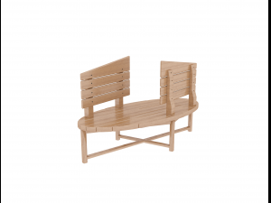 two-sided wooden bench 3D Модель