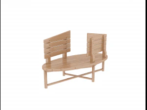 two-sided wooden bench 3D Model