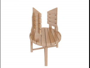 two-sided wooden bench 3D Model