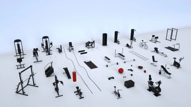 gym equipment collection 47 pieces 3D Model .c4d .max .obj .3ds .fbx .stl .blend 
