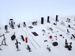 Large Gym Equipment Set 3D model