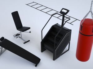 gym equipment collection 47 pieces Modelo 3D