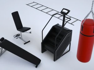gym equipment collection 47 pieces 3D Model