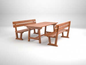 wood seating set with new and old textures 3D Model