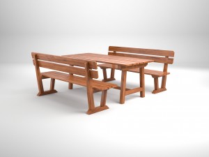 wood seating set with new and old textures 3D Model