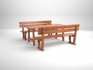 wood seating set with new and old textures 3D Model